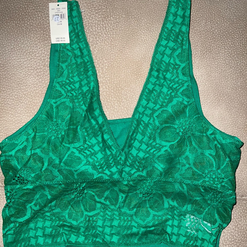 Aerie bralette, size medium, green, soft and smooth material.